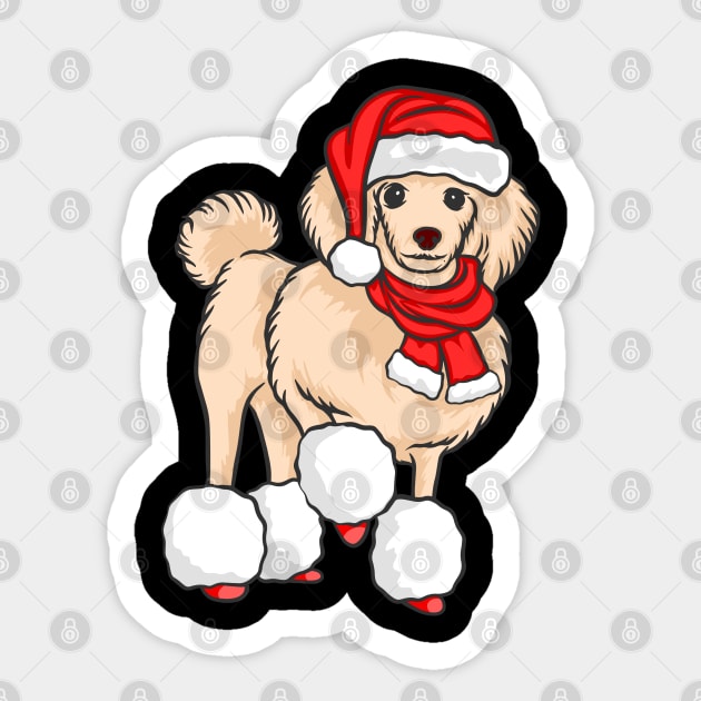 Cute Poodle Santa Wearing Christmas Hat Dog Lover Christmas Gift Sticker by BadDesignCo